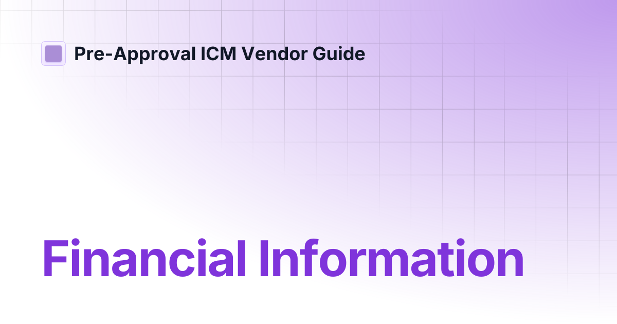 Financial Information | Pre-Approval ICM Vendor Guide
